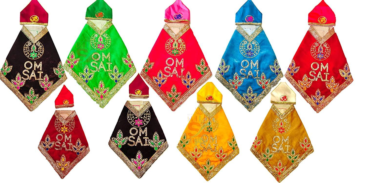 SHIRDI SAI BABA IDOL DRESS WITH PAGDI 6 DRESS OF SIZE 1 (MIX COLOURS ,  MIX DISIGNED )
