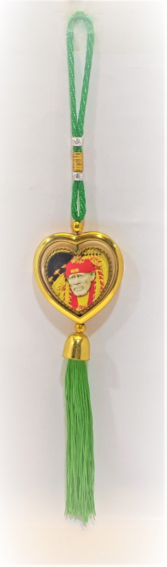 SAI BABA HANGER GREEN (HEART SHAP)