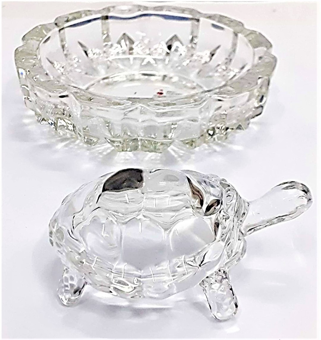 ORIGINAL CRYSTAL TORTOISE GLASS KACHUA WITH BEAUTIFUL  BOWL PLET.