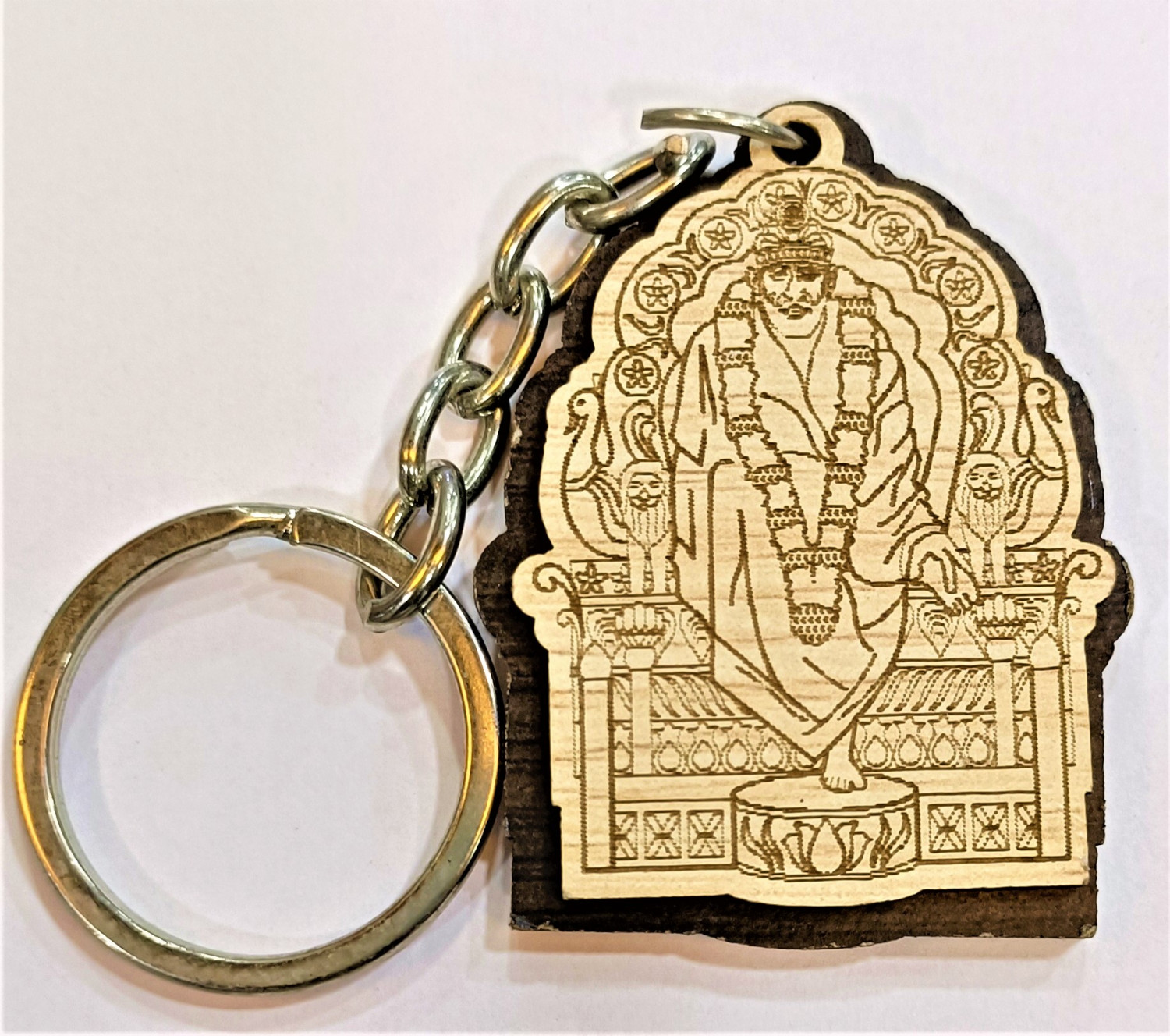SAI  BABA WOODEN  KEYCHAIN