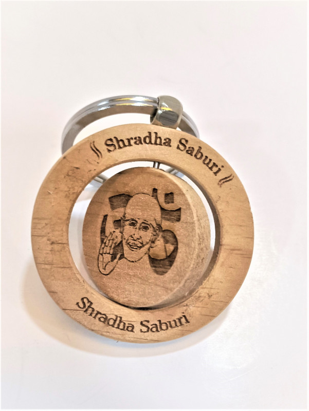 SAI BABA WOODEN  KEYCHAIN