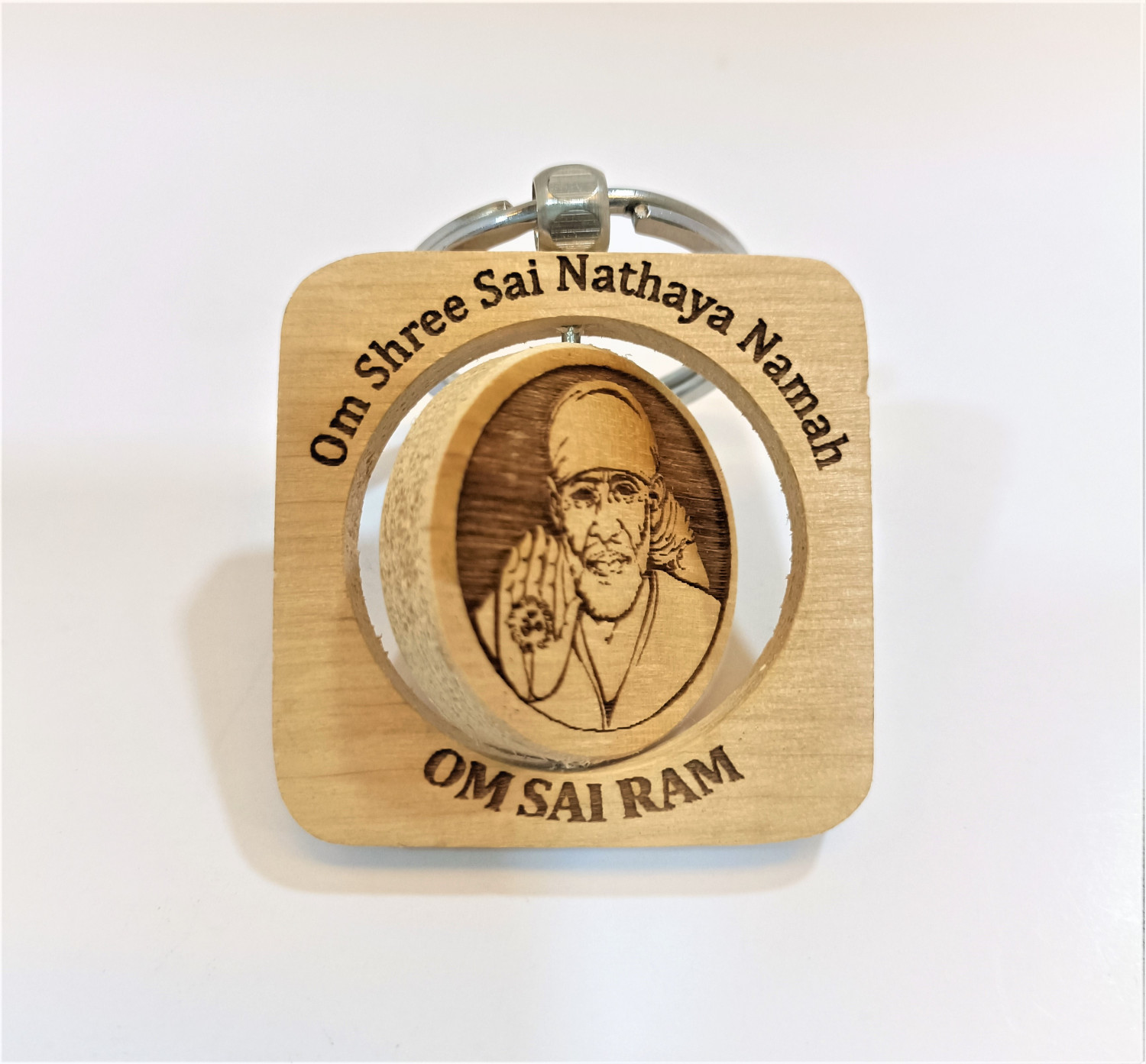 SAI BABA WOODEN  KEYCHAIN