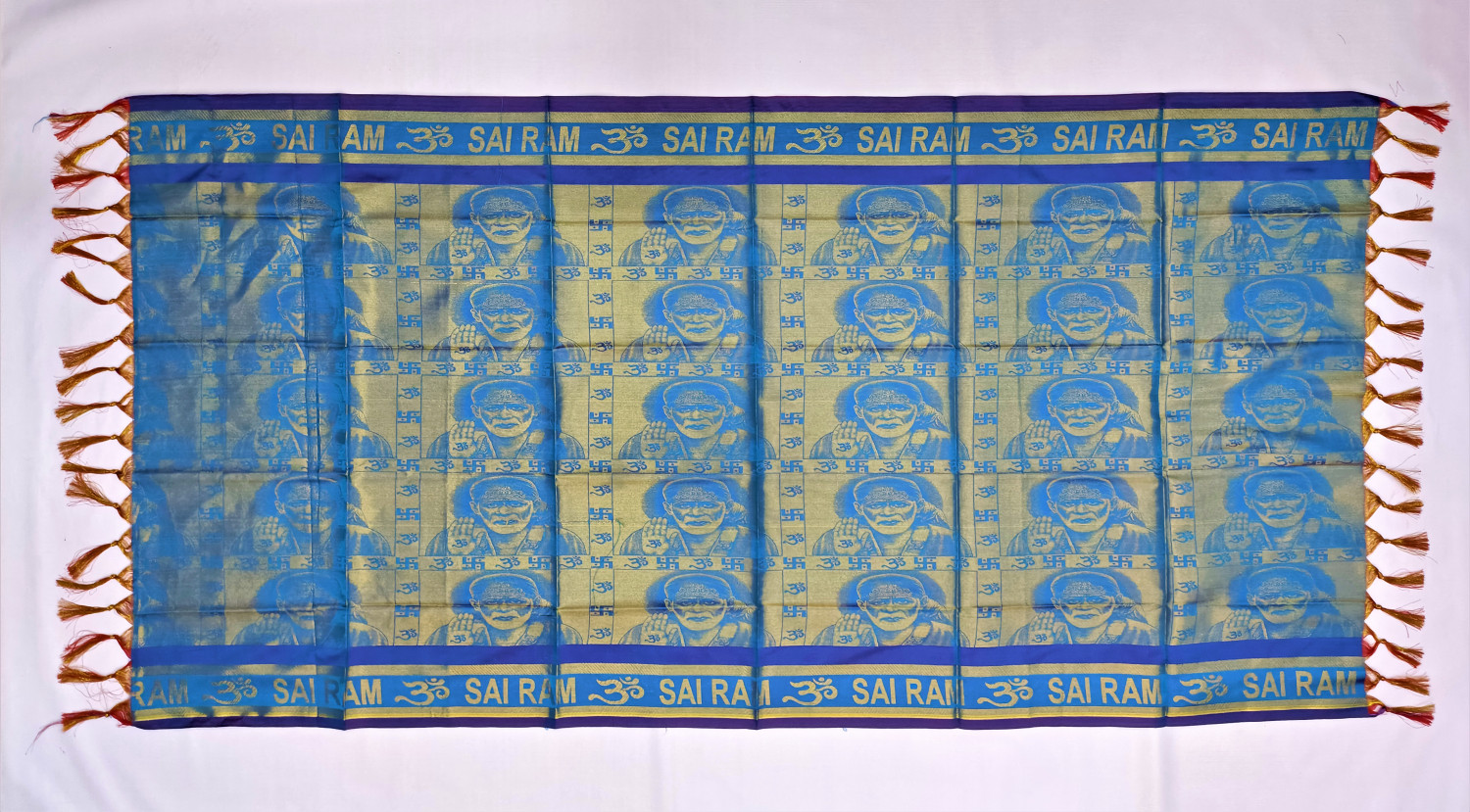 JARI SAI RAM SHAWL  ( BLUE  )